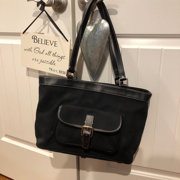 Dooney & Bourke fabric tote with leather trim
